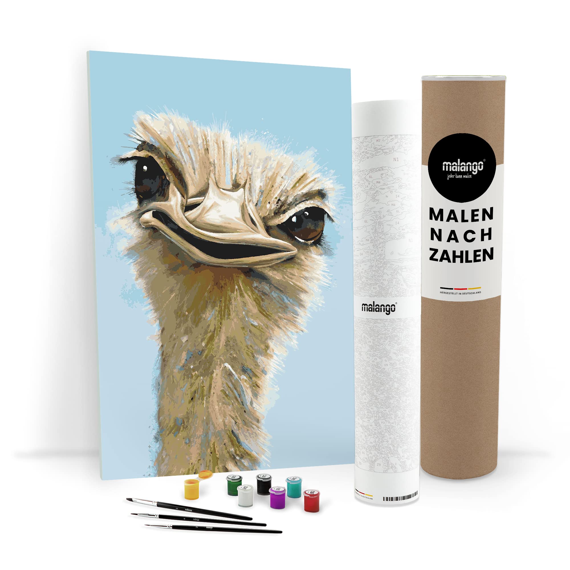 Malen nach Zahlen Erwachsene - Straussenpaar Silvio 120 x 80 cm groß XXL Premium-Malset ohne Rahmen, Hergestellt in unserer Produktion in Deutschland, Kreative