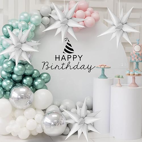 Vista 82 de ZAKVOOR 60 globos con forma de estrella, 12 puntas de aluminio, decoración de fiesta, globos para Navidad, Año Nuevo, graduación, cumpleaños (dorado)