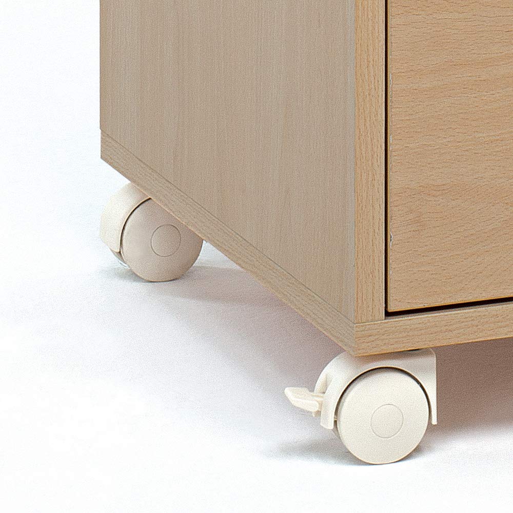 Foppapedretti 4 Ruote Nylon, Ricambio per Lettini e Bagnetti, Piroettanti, 2 Ruote con Freno, Sostituzione Semplice, Rendono Agevolo lo Spostamento, Crema