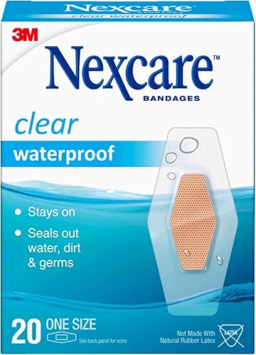 Nexcare - Vendajes transparentes impermeables, a prueba de gérmenes, paquetes de 20 unidades (paquete de 4)