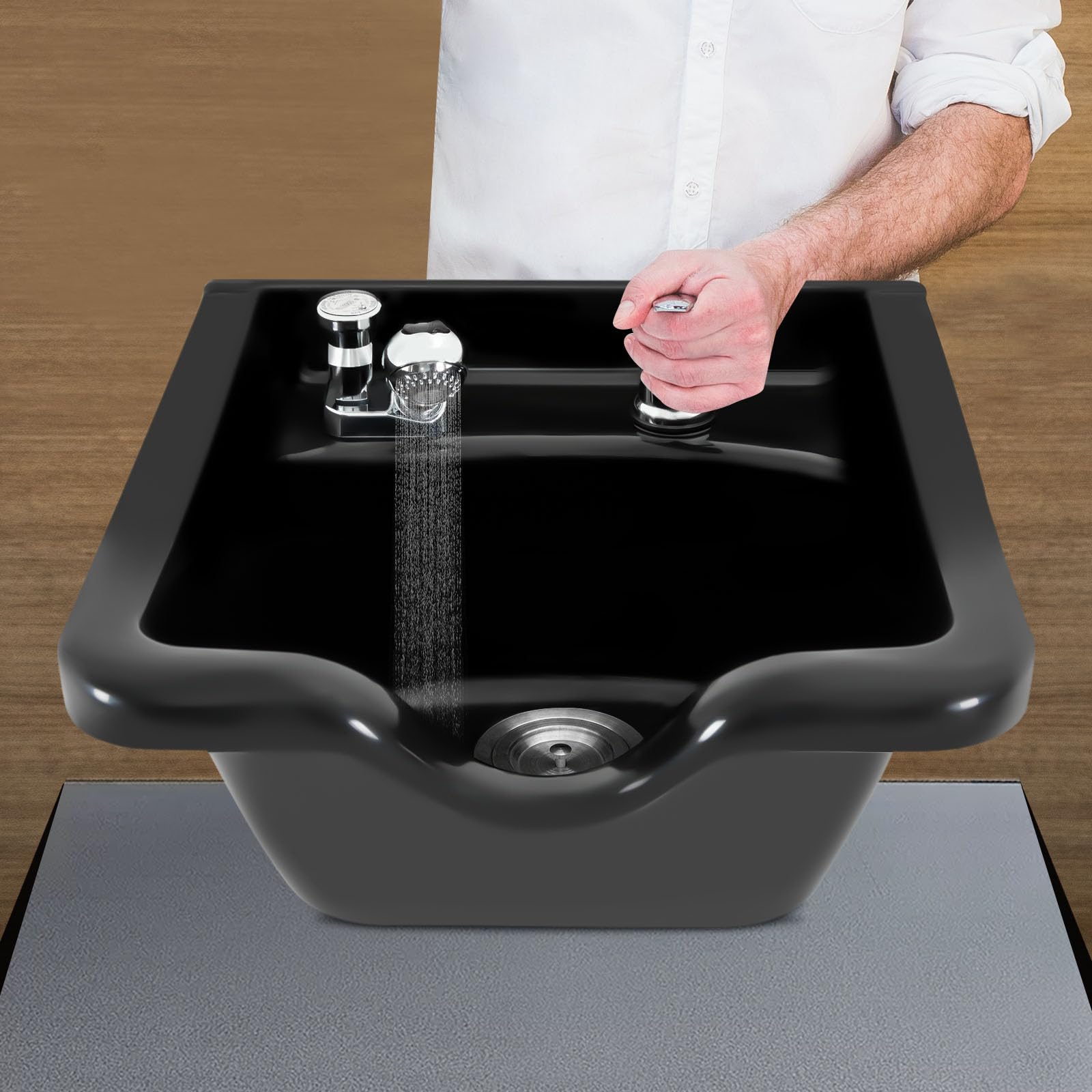 Mobiles Waschbecken Friseur, Friseur Zubehör, Rückwärtswaschbecken 47.5 * 49 * 25cm, Professional Friseur-Waschbecken zu Hause oder oder im Badezimmer