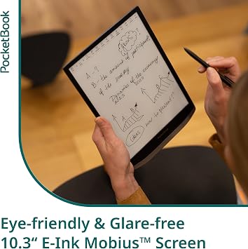 PocketBook InkPad X Pro E-Reader & E-Note | E-Ink Notepad | Handwriting-Feature & Pen | Glare-Free 10.3 '' MobiusTM Screen | مدعوم من Android | SMARTlight | الصوت- & قارئ الكتب الإلكترونية | بلوتوث وواي فاي