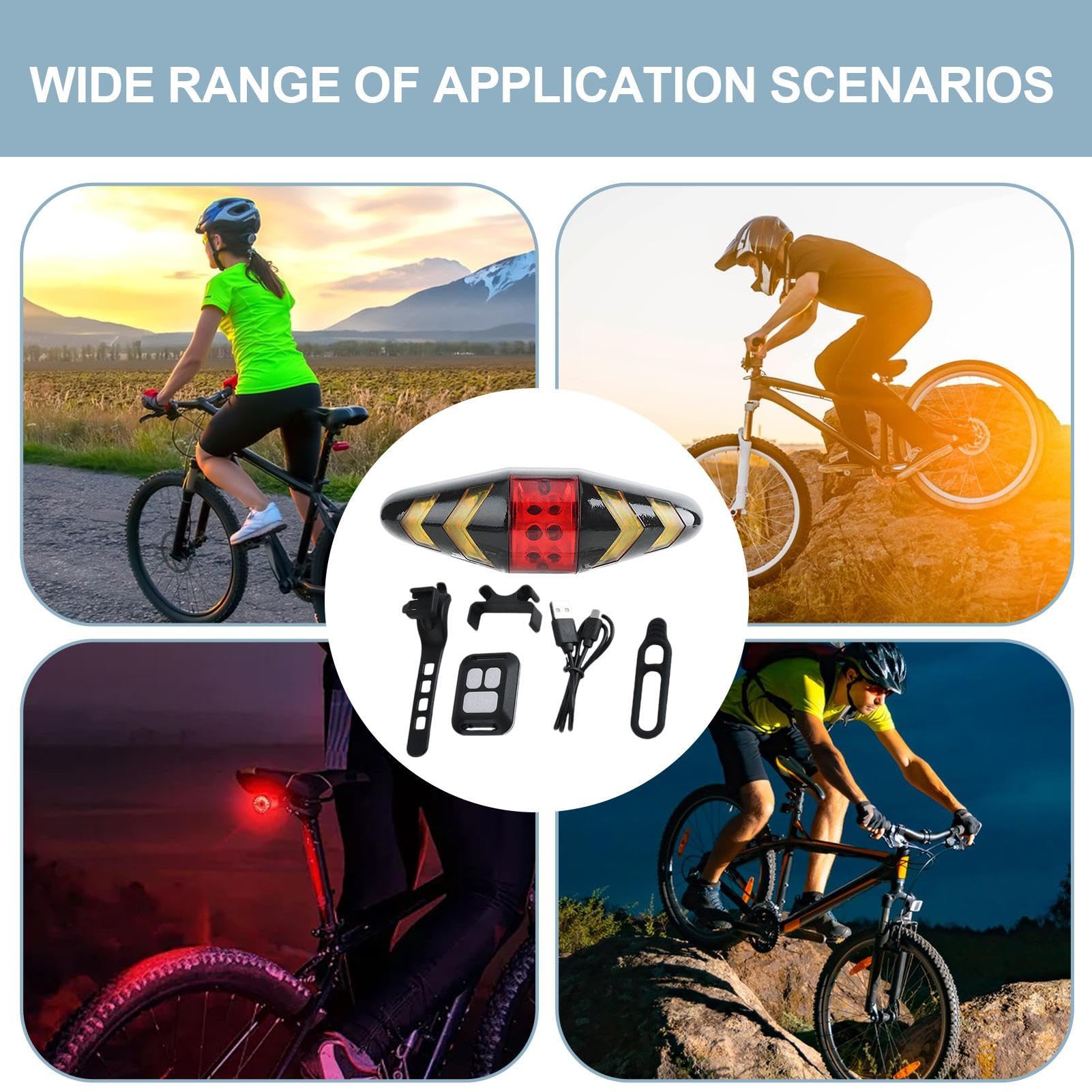 e bike Turn Signals, Wireless Remote Bike Blinkers, 6 Lighting Modes, Interactive Usb Rechargeable Tail Light, Waterproof Led Indicator, Ideal for Road Cycling and Night Riding