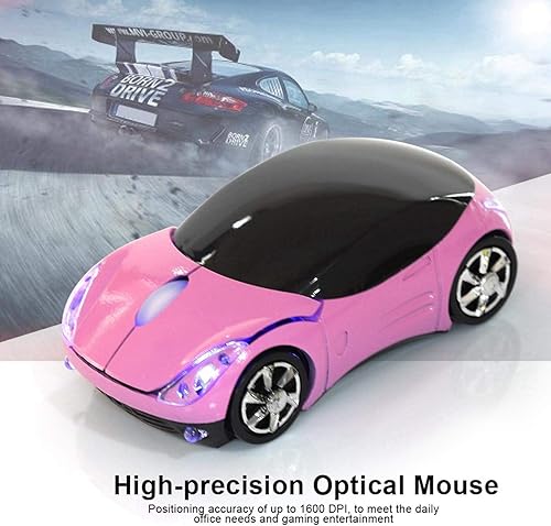 Miniatura 2 de ASHATA Ratón inalámbrico, ratón deportivo de 2,4 G, con forma de coche, Bluetooth, con receptor USB, portátil, lindo ratón de 1600 DPI, para PC,