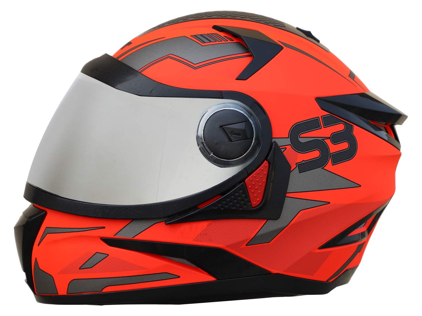 SBH-17 Terminator Full Face Graphic Helmet in Glossy Fluo Finish with Chrome Visor