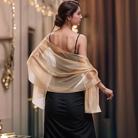 Damen Stola Organza Schal 200x70cm - Transparenter Schal Für Abendkleider