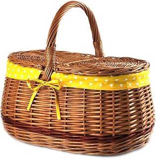 PM24 K12-027-SGGW - Cesta de pícnic con 2 tapas de ratán trenzado, color marrón