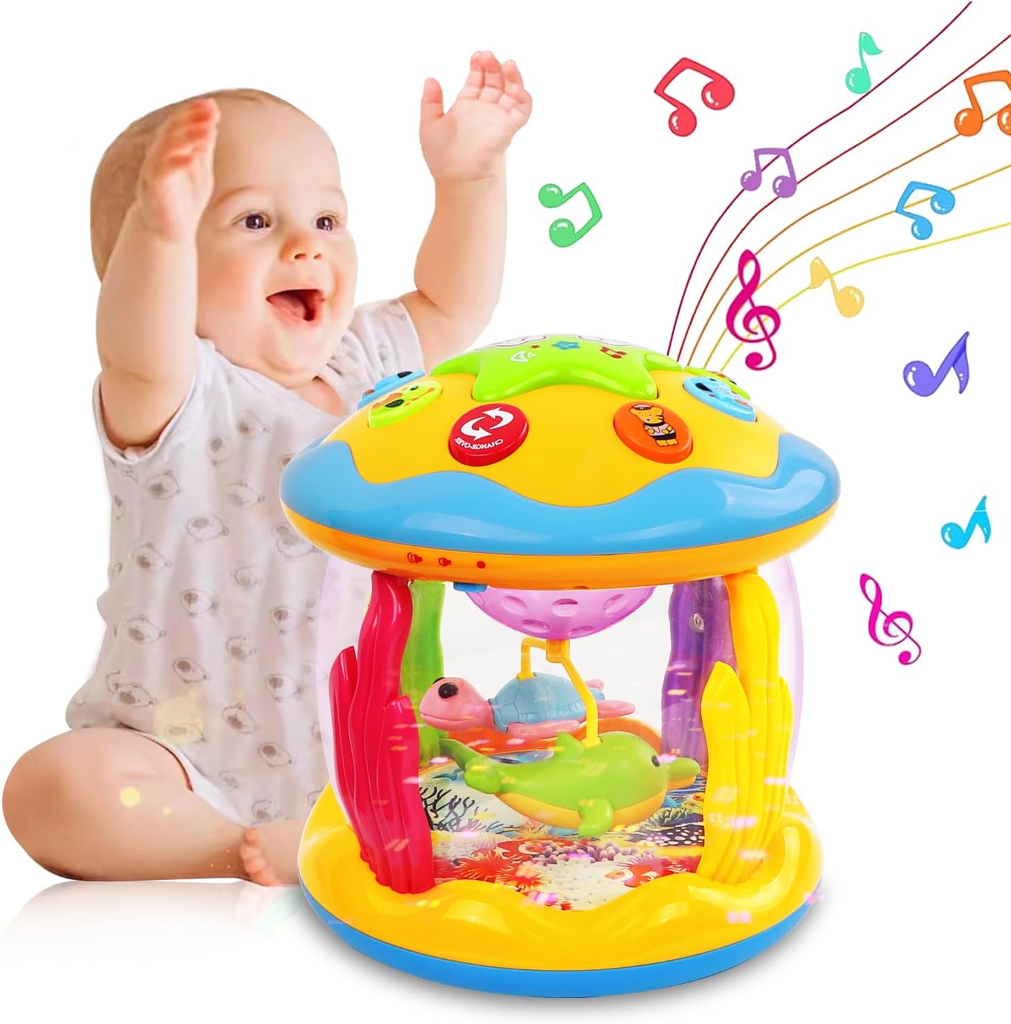 Baby Toys for 1 Year Old Boys Girls Infant Early Learning Educational Musical Light Up Baby Sensory Toys 6 to 12 12-18 Months with Pacify Music/Light Gifts for 1 2 Year Old Kids Christmas Birthday