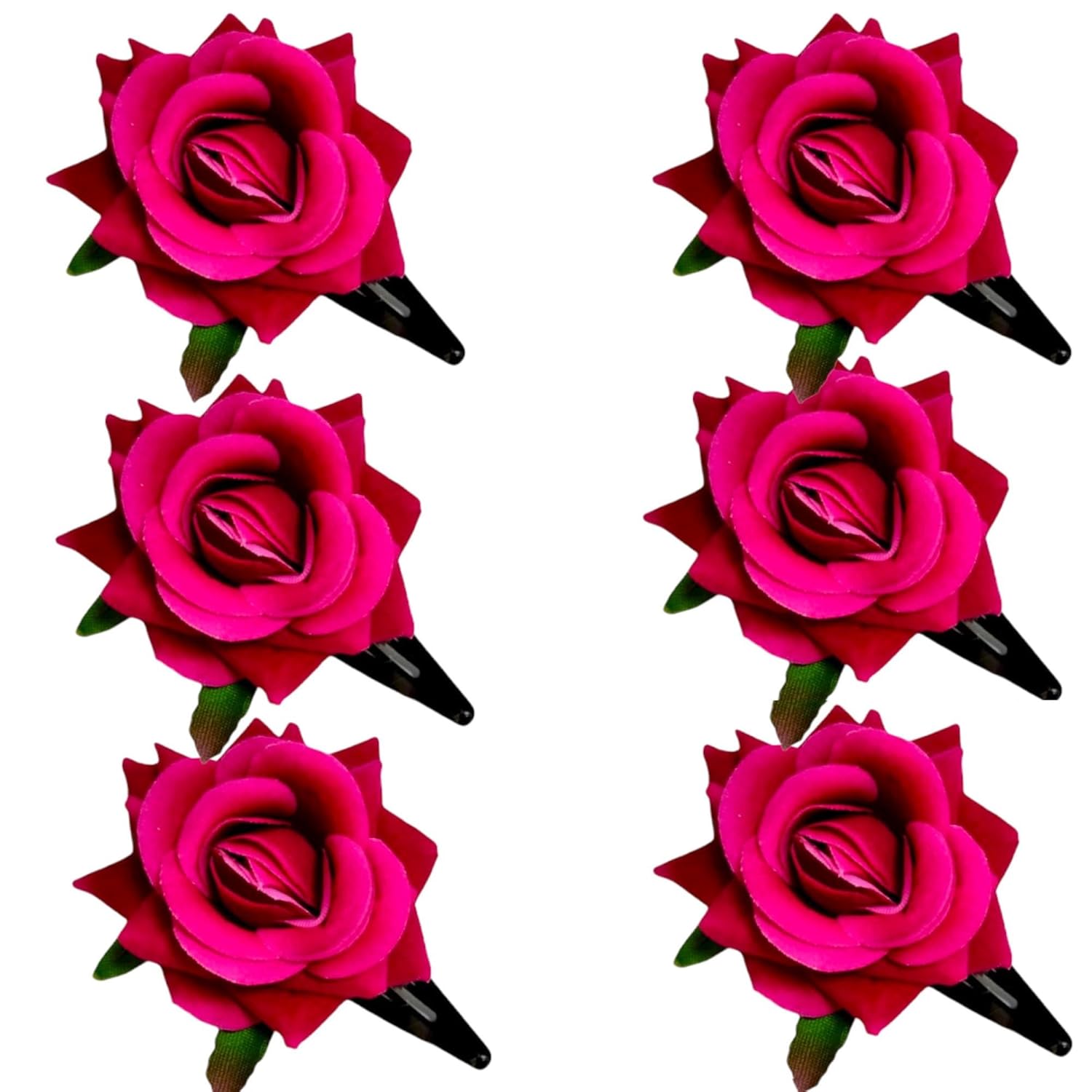 LYF5STAR Artificial Rose Tiktok Hairpin – Pack of 6, Suitable for Indian Wedding, Stylish Women Hairstyle, Hair Accessories for Girls and Women – Pack of 6