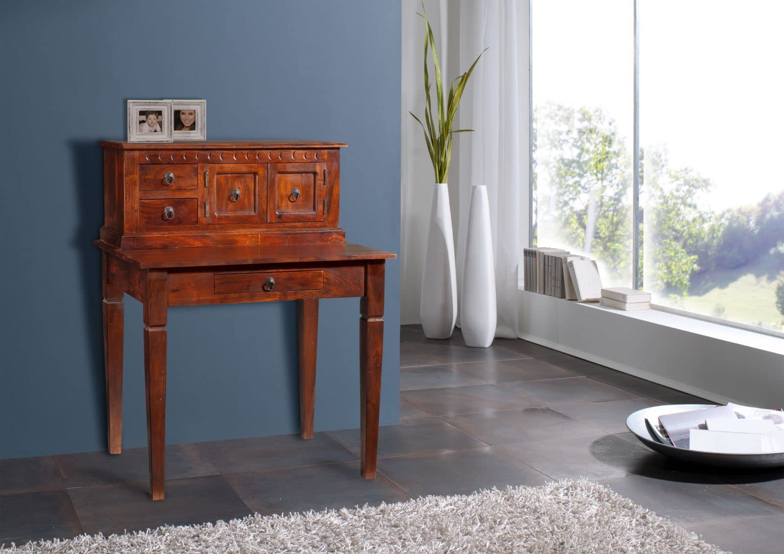 MASSIVMOEBEL24.DE | Kolonialstil Schreibtisch Akazie massiv Holz Oxford #507