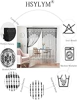 Vista 4 de Cortina de puerta de encaje para privacidad, estilo macramé boho, para ventanas y como separador de paredes, cubre ventanas y puertas, para separar