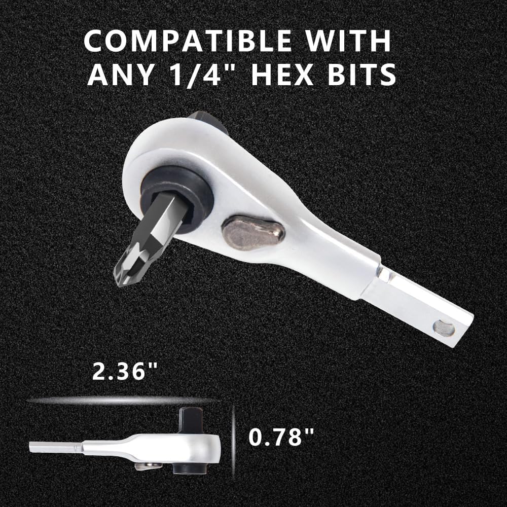 Flat End 2 in1 EDC Ratchet Wrench Screwdriver for LEATHERMAN Multitool Accessories, Compatible with Multitools Flat Bit Adapters