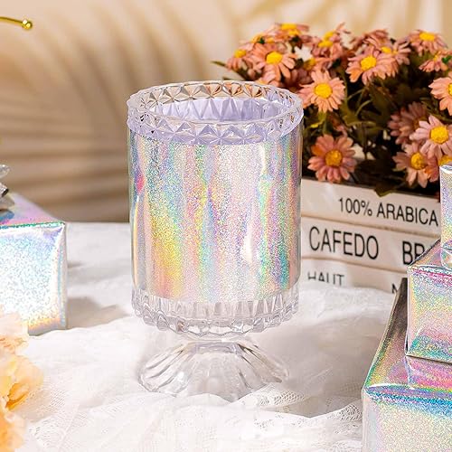 Miniatura 4 de Burymento Rollo de papel de regalo plateado, papel de regalo de punto holográfico metálico para cumpleaños, San Valentín, día de la madre,