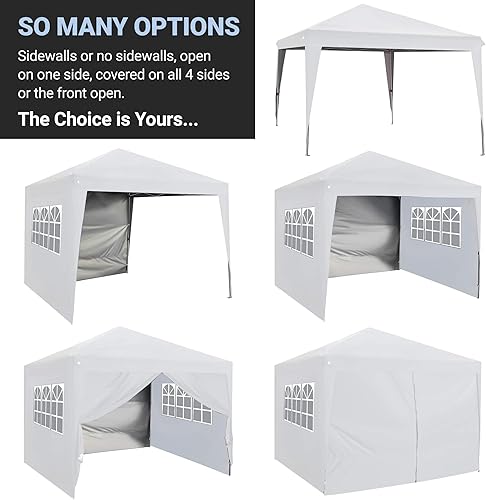 Miniatura 2 de AsterOutdoor JS-SW1010WHI - Toldo plegable impermeable de 10 pies x 10 pies con paredes laterales, altura de patas ajustable, bolsa de transporte