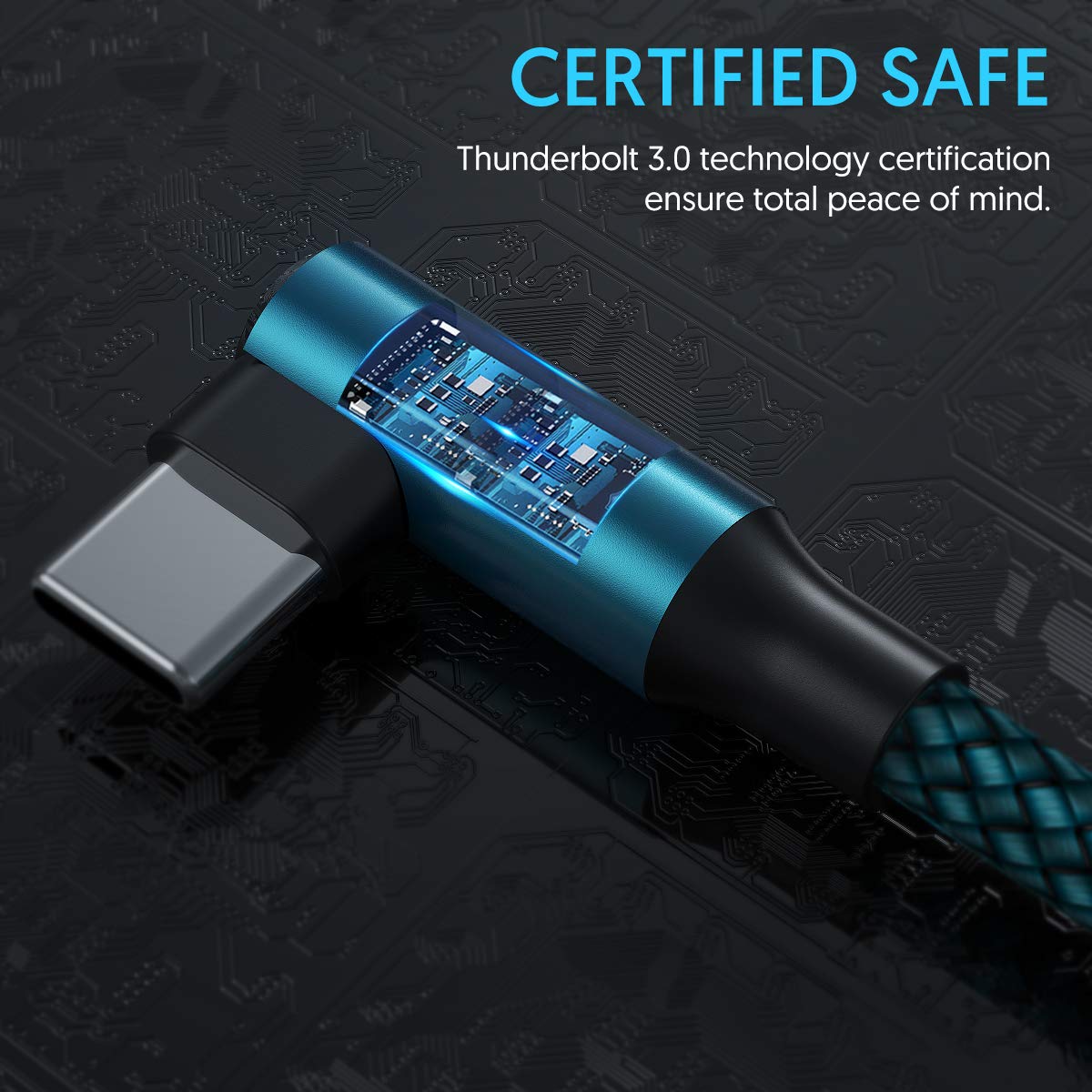 Geekboy Cable tipo C de 90 grados, ángulo recto, 2 unidades, 10 pies, cable de carga rápida USB A a USB C para Samsung S20 S10 S10e S9 S8 Plus, Note 10 9 8, LG V30 V20