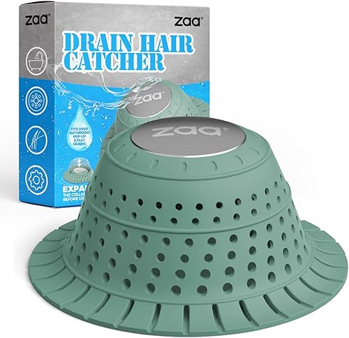 zaa - Recogedor de pelo de drenaje de bañera, 1 paquete de protector de drenaje plegable de silicona para desagües emergentes y regulares de ducha,