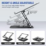 Support pour ordinateur portable pour bureau, support pour ordinateur réglable 360° Base rotative, Riser ergonomique pour ordinateur portable pour le travail collaboratif, pliable & Portable Laptop Stand, convient à tous les ordinateurs portables de 10-16" (Noir)