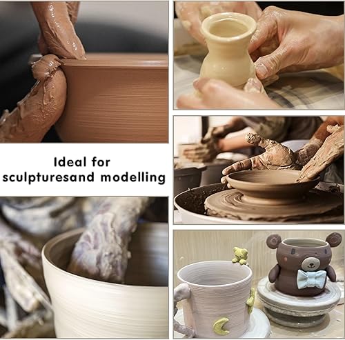 Miniatura 6 de Arcilla seca al aire natural, arcilla de modelado de 4 colores, arcilla de cerámica de 2.2 libras, arcilla de cerámica de bajo fuego, arcilla