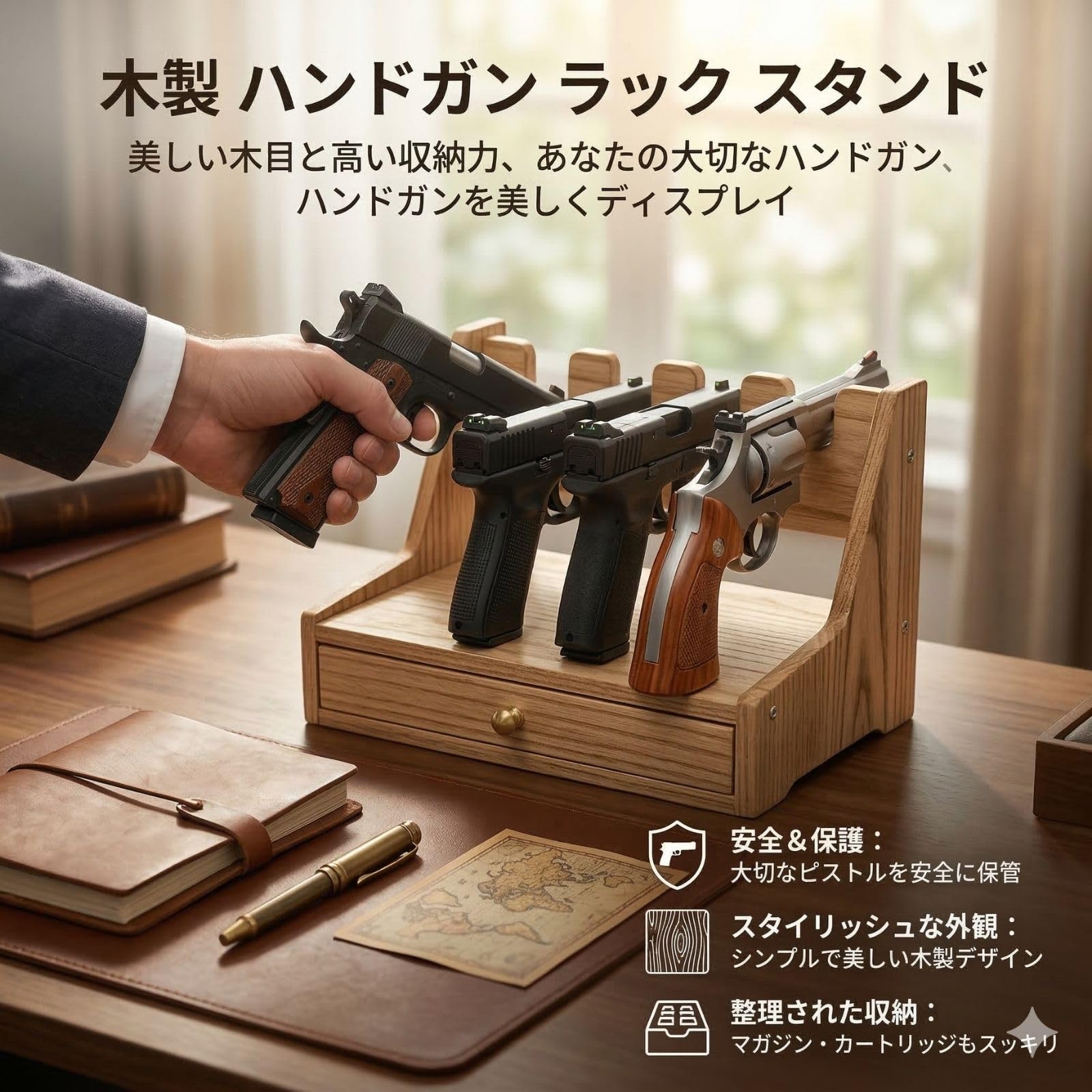 BenchMasterピストルラック2種3個セット計14丁収納ハンドガンスタンド