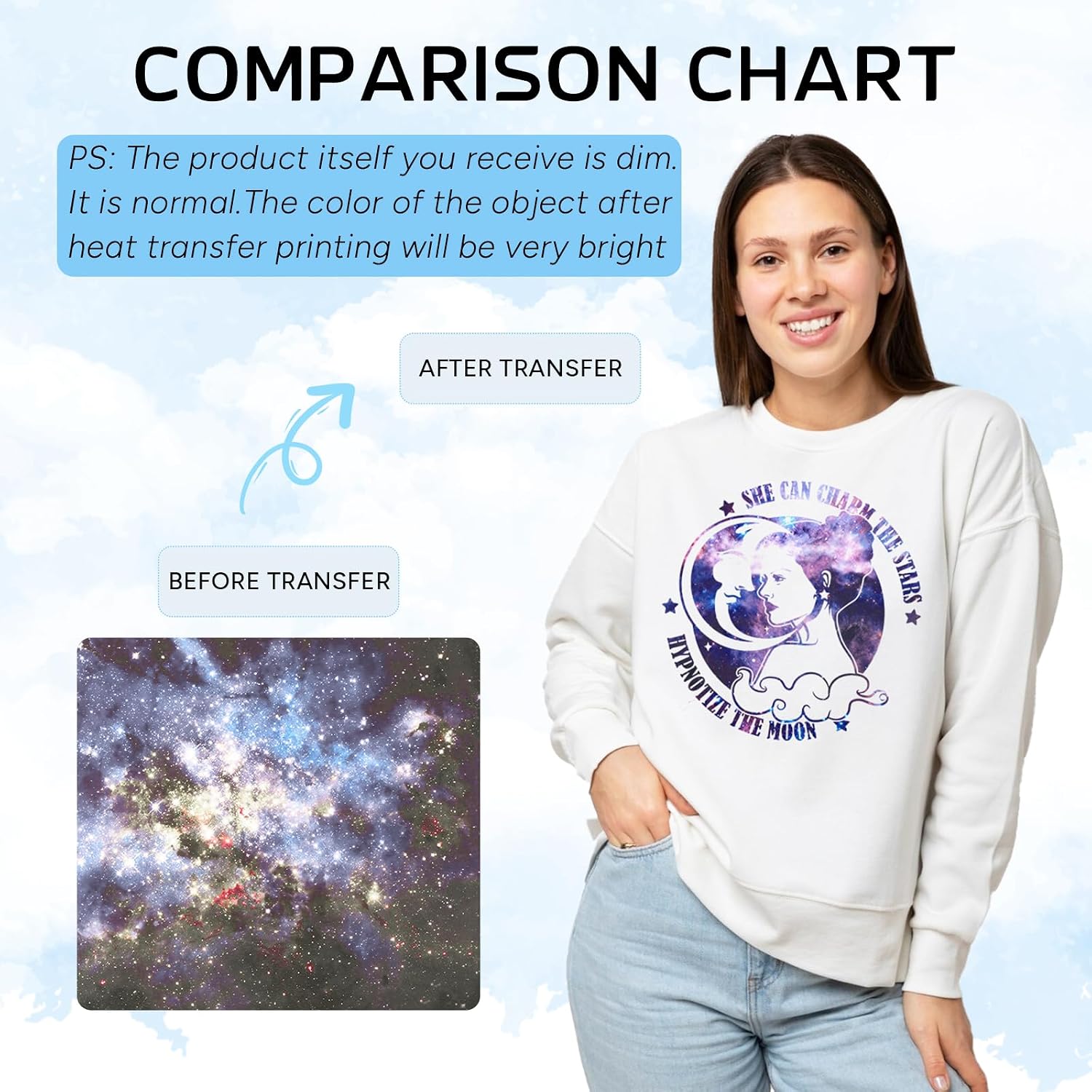 Tintnut Galaxy Sublimation Pattern Transfer Paper - 10 Sheets 12"x10", Space Stars Pattern Sublimation Transfer Paper for DIY Mugs, Tumblers, Key Chain, T-Shirts