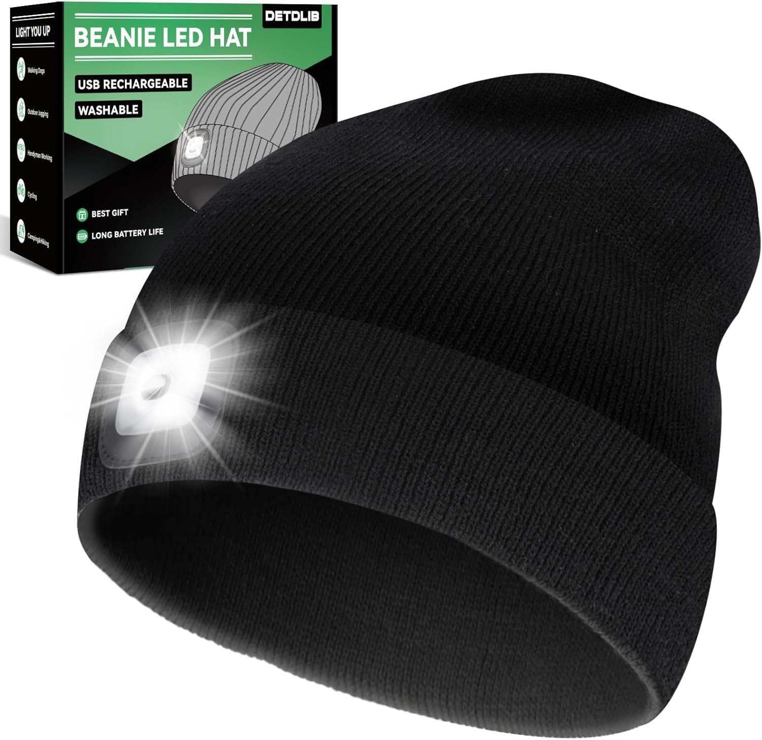 LED Rechargeable Headlamp Beanie: Perfect Stocking Stuffer for Men