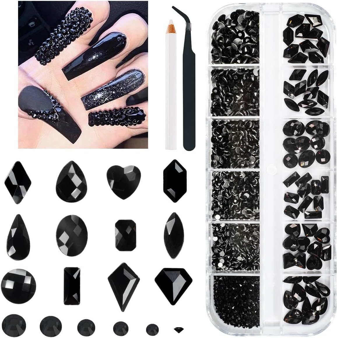 100pcs Gold Metal Nail Charm Studs 20 Styles 3D Nail Art