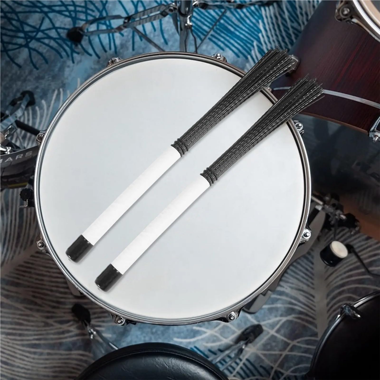 Szczotki bębnowe z wysuwanym trzpieniem, 2 szt. teleskopowych szczotek do bębnów Cajon, nylonowych i ze stali nierdzewnej jazzu, folku, rocka