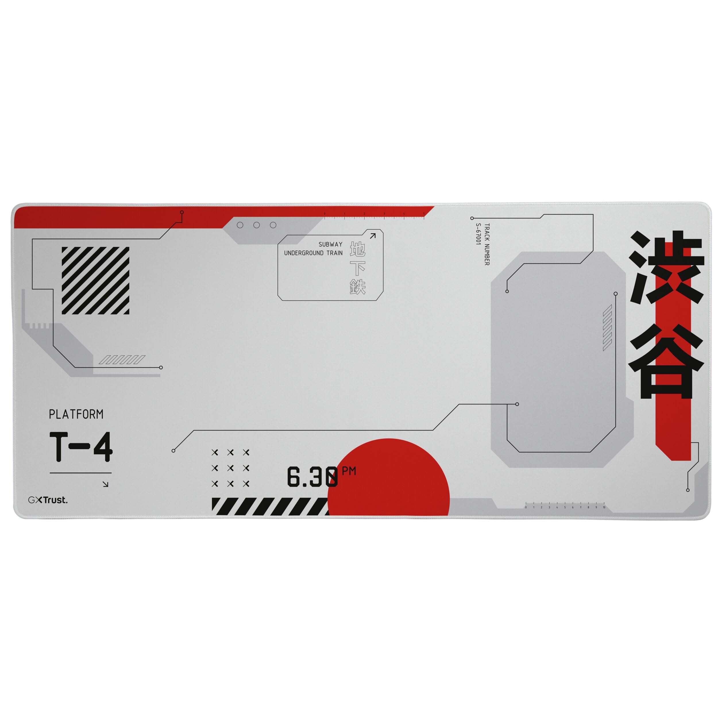 GXTrust 759 XXL Gaming Mouse Pad Japan White, Large Desk Mat 90x40cm with Stitched Edges, Optimised Surface Texture, Rubberised Anti-skid Bottom Mousepad Japanese Tokyo Shinkansen Train Travel