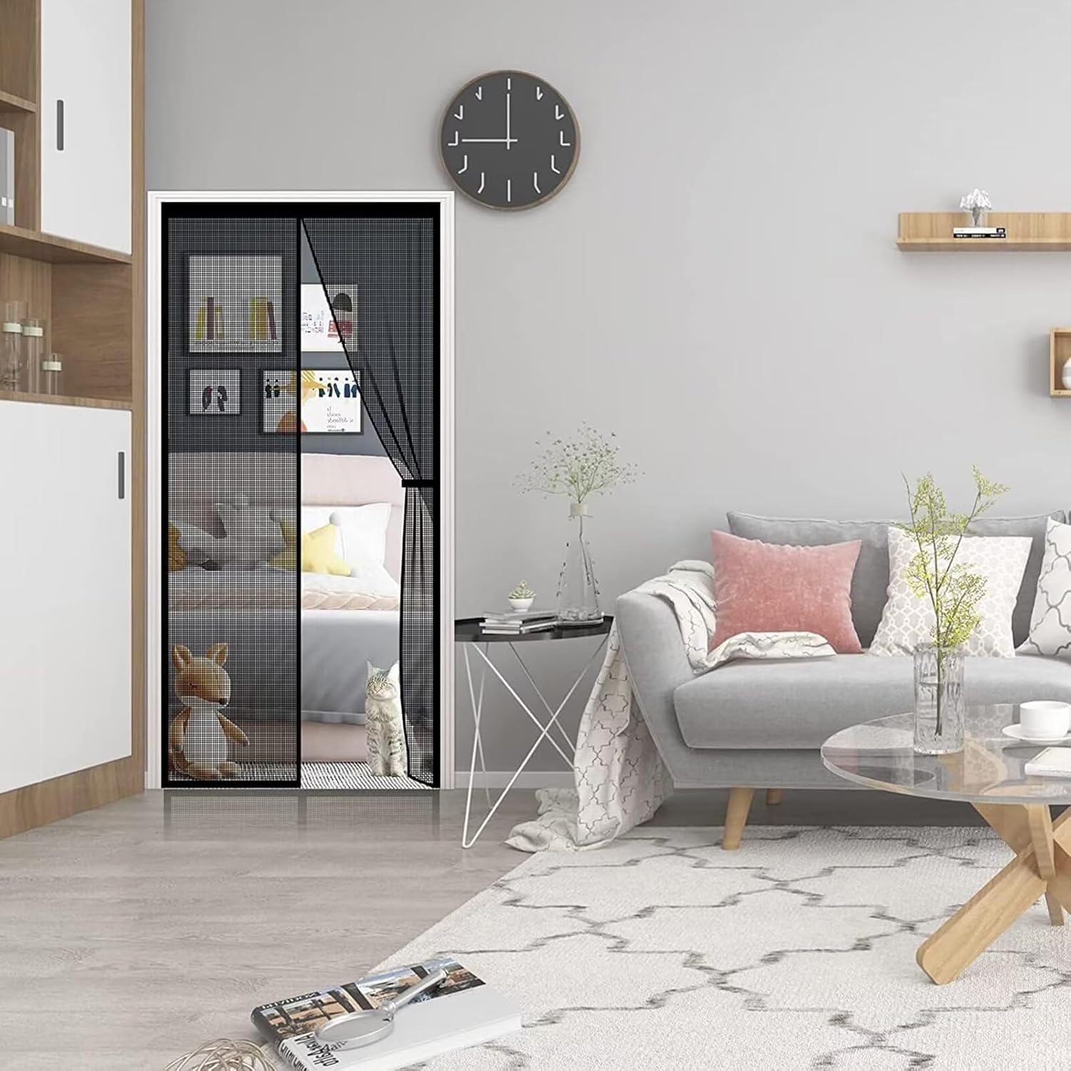Magnetic Screen Door for Garage 120x240cm Magnetic Fly Curtain Easy Adhesive No Drilling Required for Balcony Living Room Patio Door Black