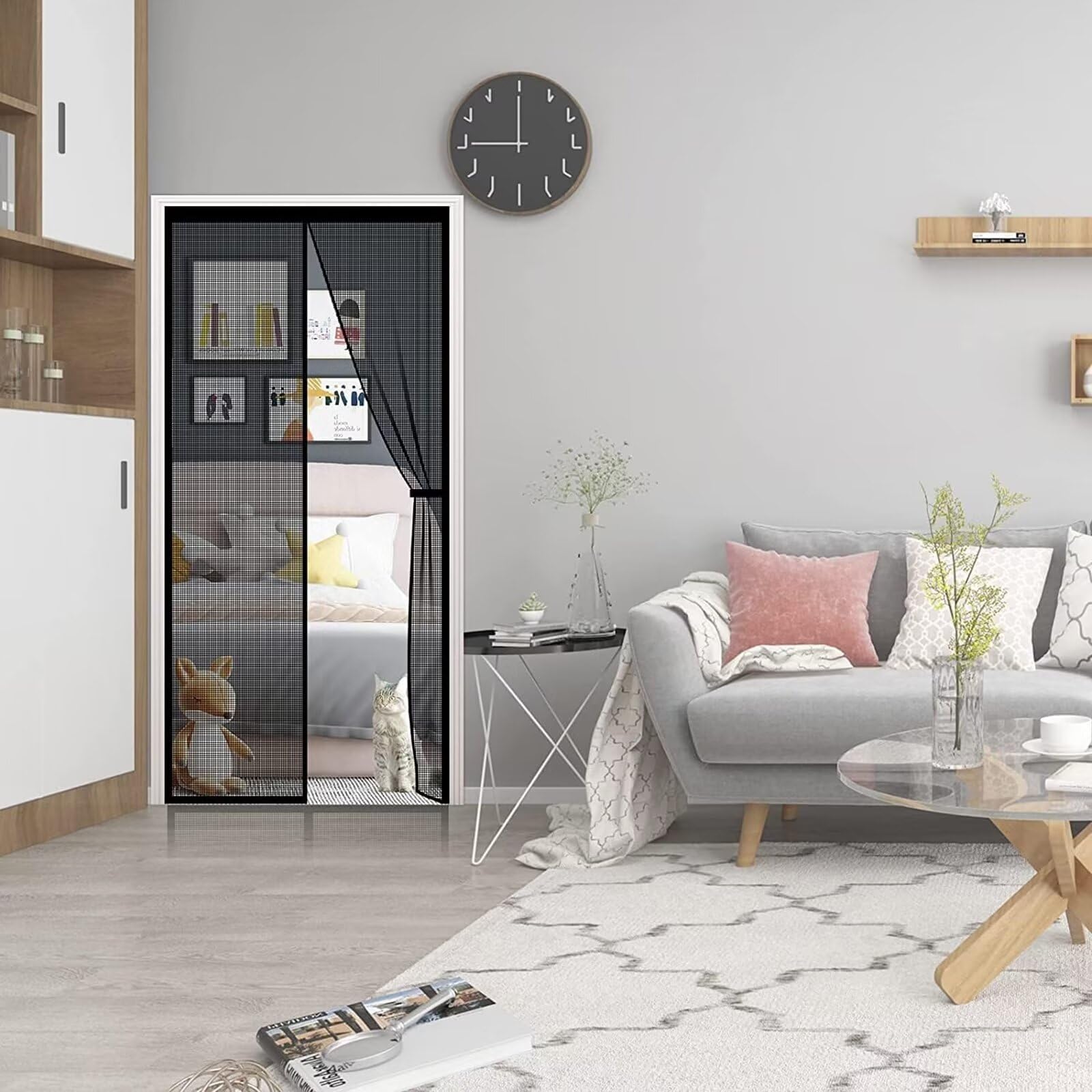 Insektenschutz Fenster Magnet Moskitonetz 230x265cm Schwarz Magnet Fliegengitter Balkontür Magnetvorhang Ohne BohrenMagnetvorhang Balkontür Fliegengitter