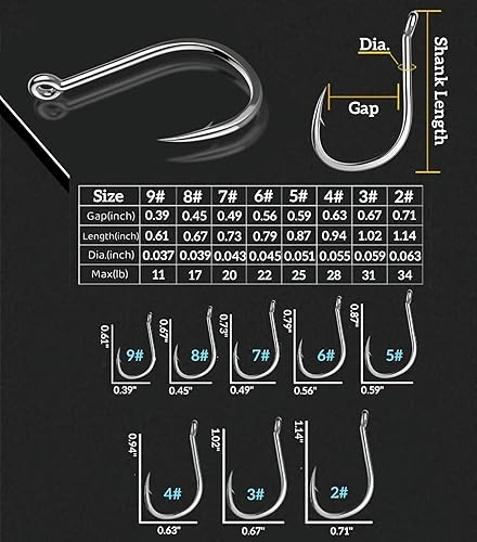 Miniatura 3 de Anzuelos de pesca de agua dulce y salada, anzuelos de pesca a granel, juego de anzuelos de gusano, bagre, suministros de equipo de pescado