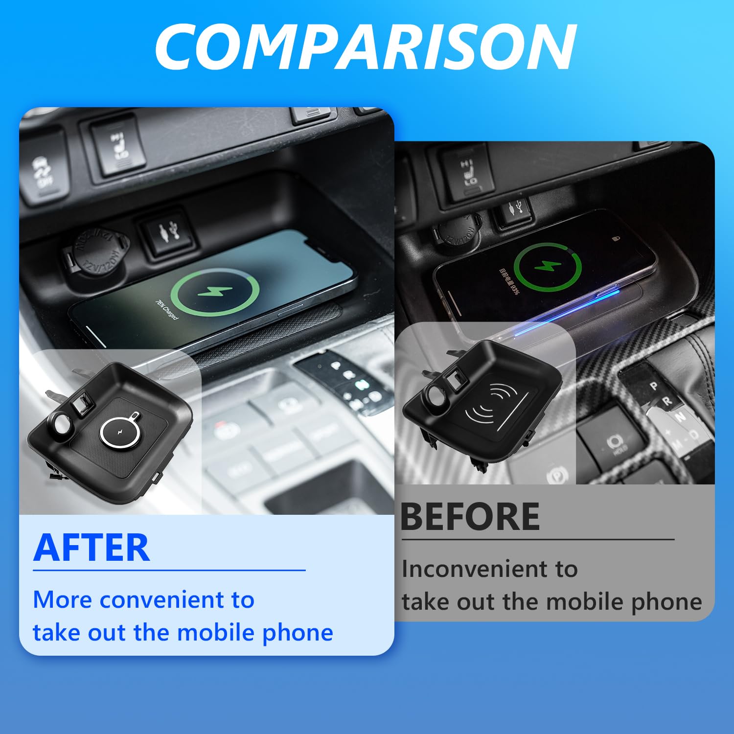 Xipoo Car Wireless Charger Compatible with 2019-2025 Toyota RAV4 Charging Tray Magnetic Wireless Phone Charging Pad Replacement for 2019-2025 Toyota RAV4 Accessories