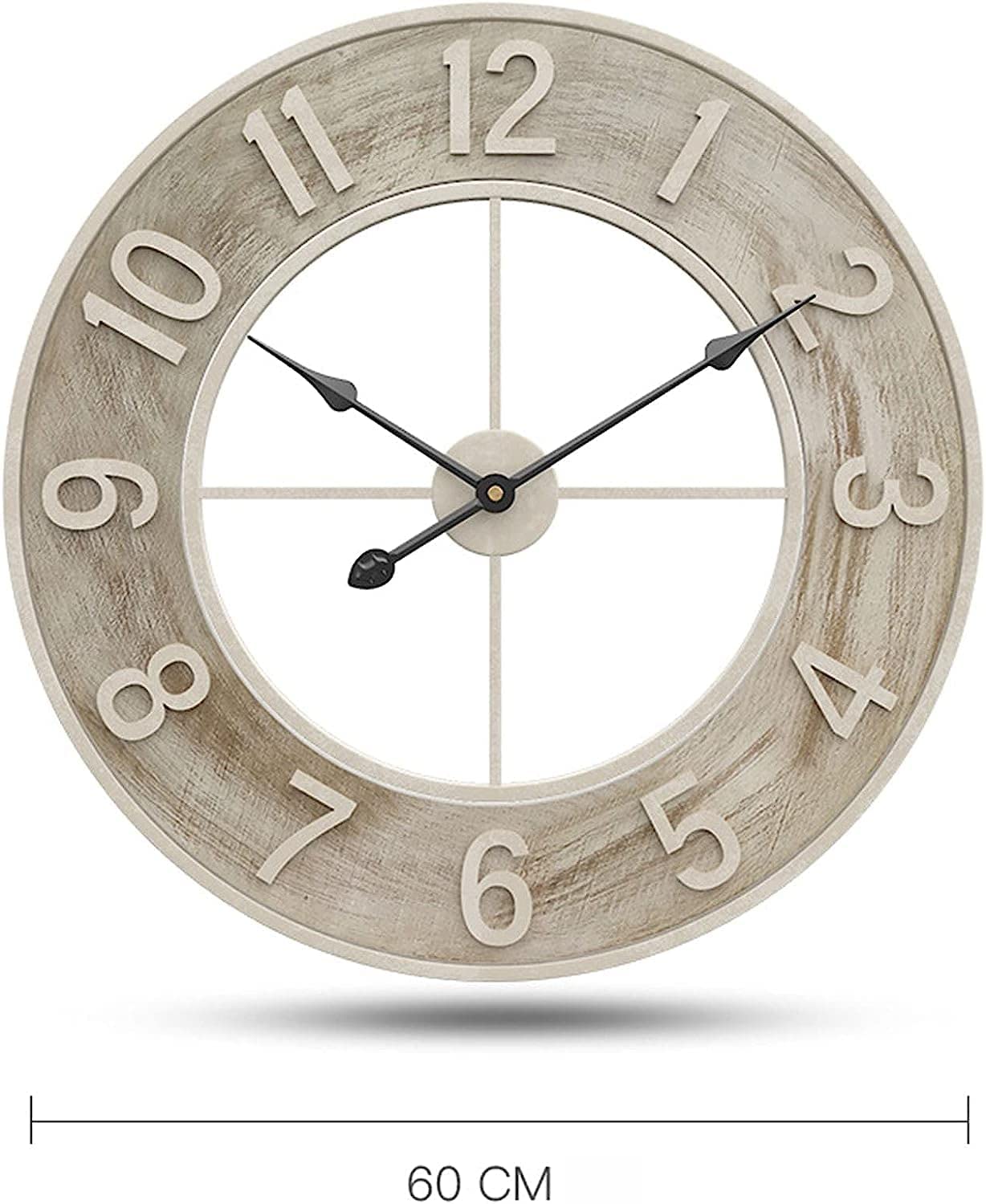 XJBTBA Horloge Murale de extérieure, 24 pouces/60 cm, Grande Horloge de, décoration d'horloge extérieure à Quartz silencieuse pour Patio, Piscine, clôture, Porche, Maison