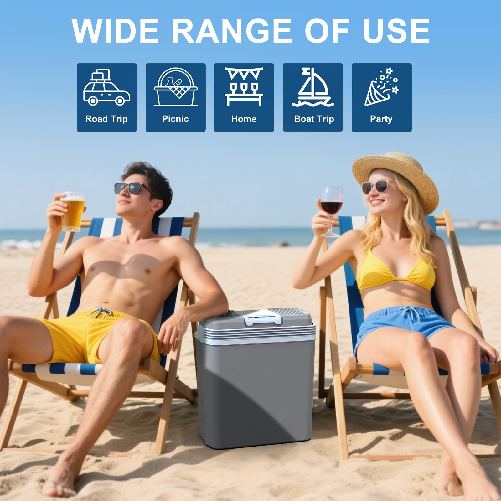 Puremy 24 Liter Kühlbox 2 in1 elektrische 12V 230V Kühlen und Wärmen Mini Kühlschrank ECO MAX Modus