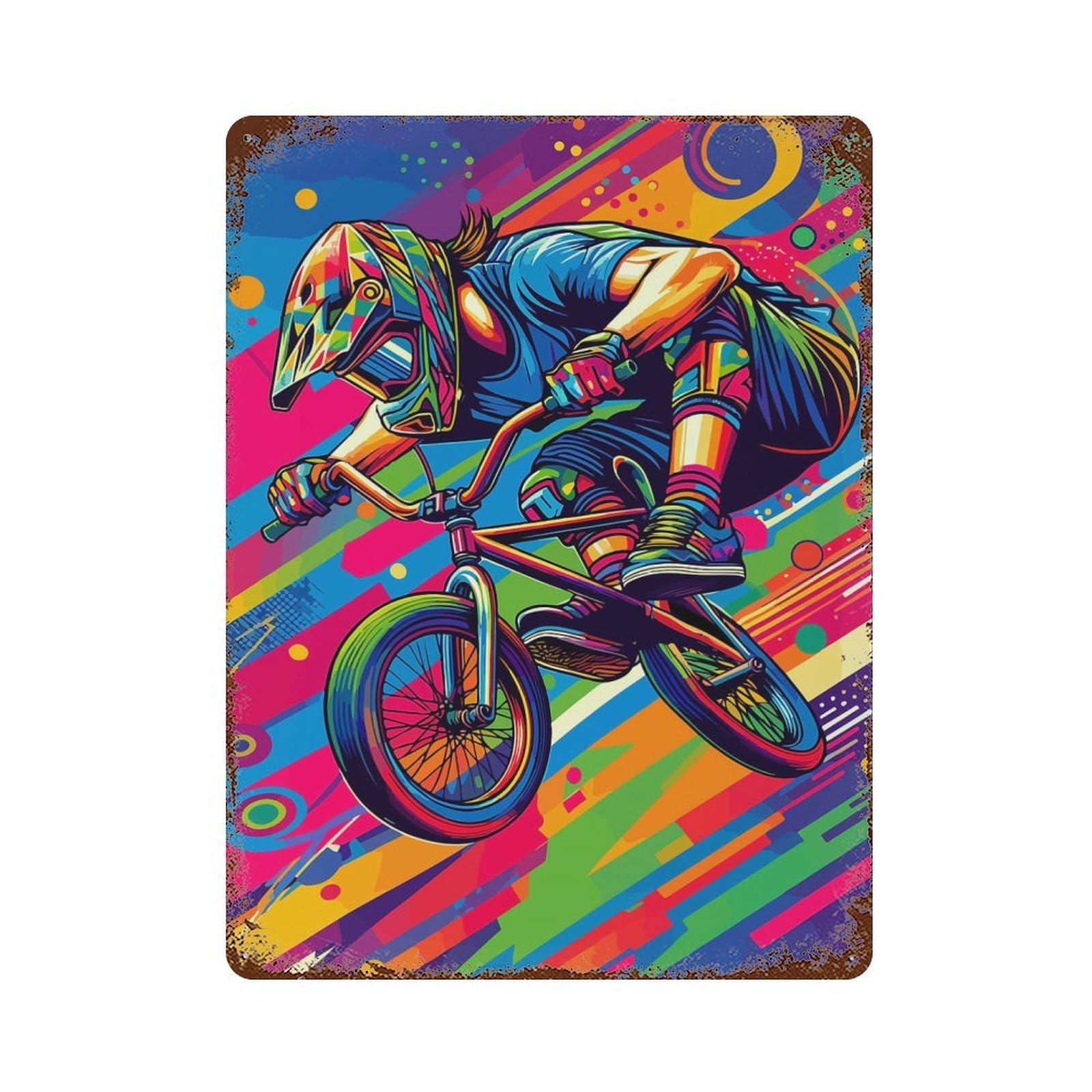 Garage Style Freestyle BMX Wpap Pop Art Rusty Metal Tin Sign 15.7"x11.8", Novelty Wall Decor for Bar And Workshop