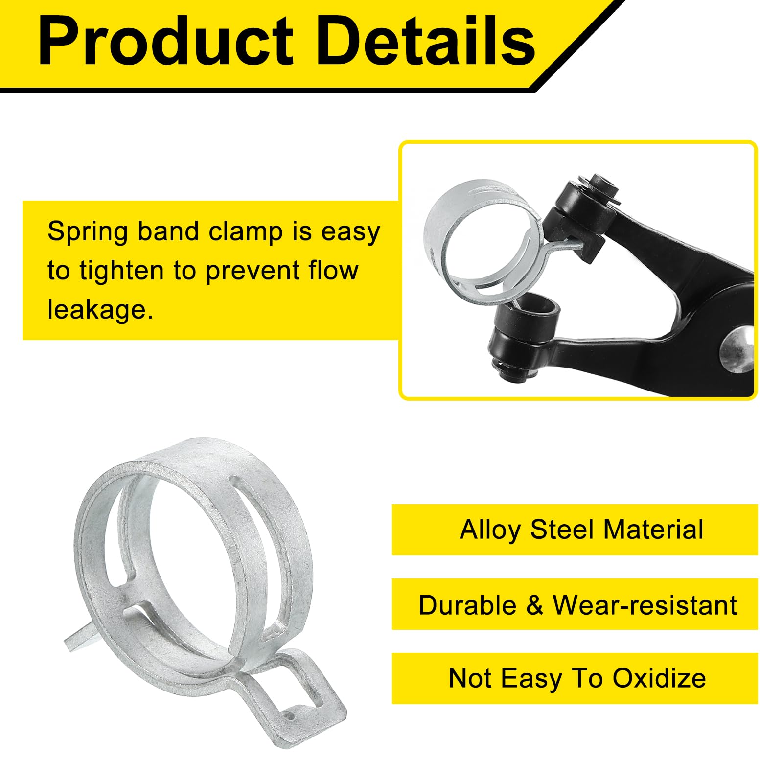 Sourcingmap 10Pcs Spring Band Type Action Fuel/Silicone Vacuum Hose Pipe Clamp - Image 3