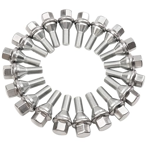 Miniatura 1 de Tuercas de rueda M12x125 20 piezas de pernos de rueda plateados longitud del vástago de 1102in compatible con Jeep Cherokee Renegade 2014-2022