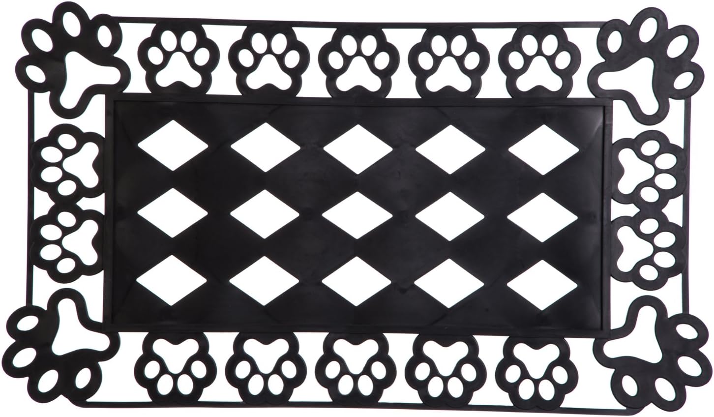 Evergreen Flag Beautiful Cutout Paw Prints Durable Sassafras Welcome Mat Tray - 32 x 20 Inches Fade and Weather Resistant Outdoor Doormat Tray for Homes, Yards and Gardens