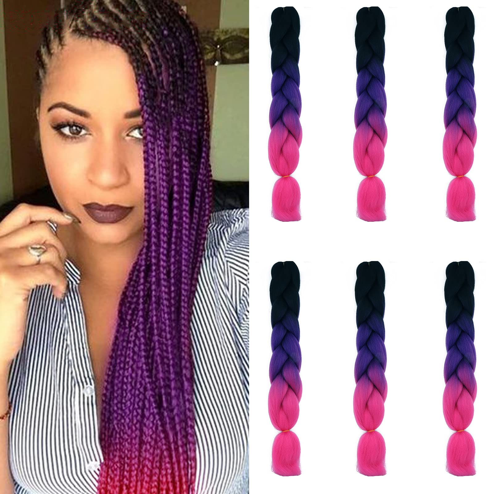 24inch Jumbo Braids Hair Extensions Ombre Braiding Hair Synthetic 3Pieces/lot Crochet Twist High Temperature African Box Braids, Sapphire Blue — view 56
