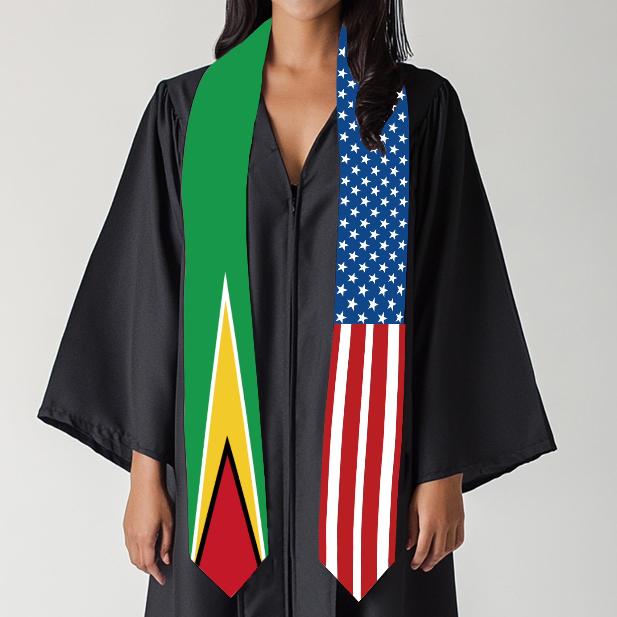 2025 Guyana Flag and USA Flag Graduation Stole Graduation Sash Class of 2025 Graduation Scarf for International Student (Baccalaureate Gown and Hat Not Included)