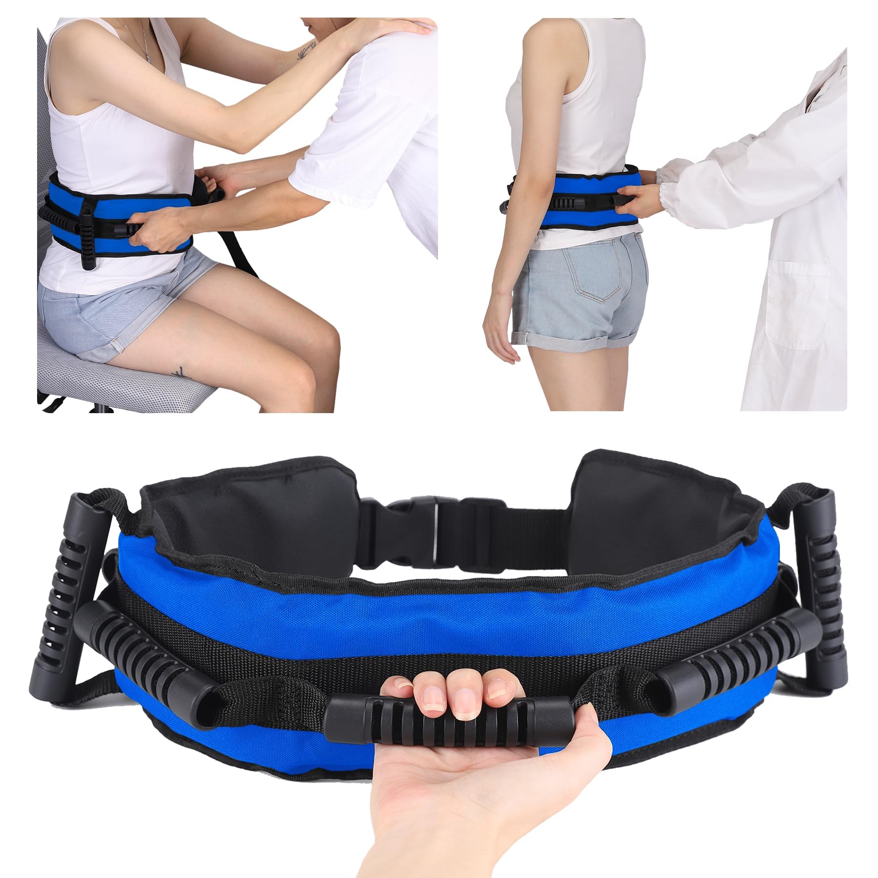 Cinturón de Marcha con Asas Cinturón de Marcha Ajustable para transferencias de Ancianos, Cinturones de Marcha para Uso en Fisioterapia para Personas Mayores y Que Necesitan Ayuda