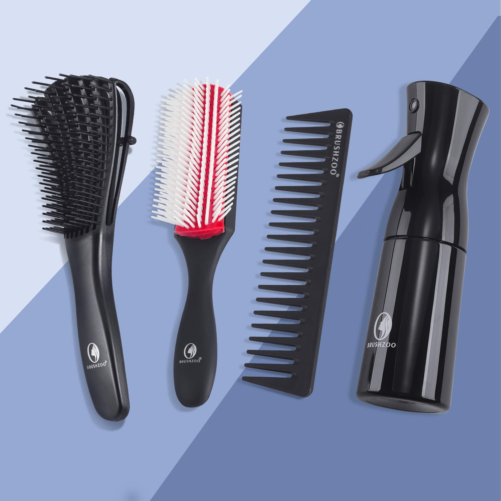 Juego de cepillos para el cabello, cepillo desenredante para cabello rizado natural de 3/4 abc, cepillos de pelo para mujeres, hombres y niños, con cepillo para desenredar, cepillo de 9