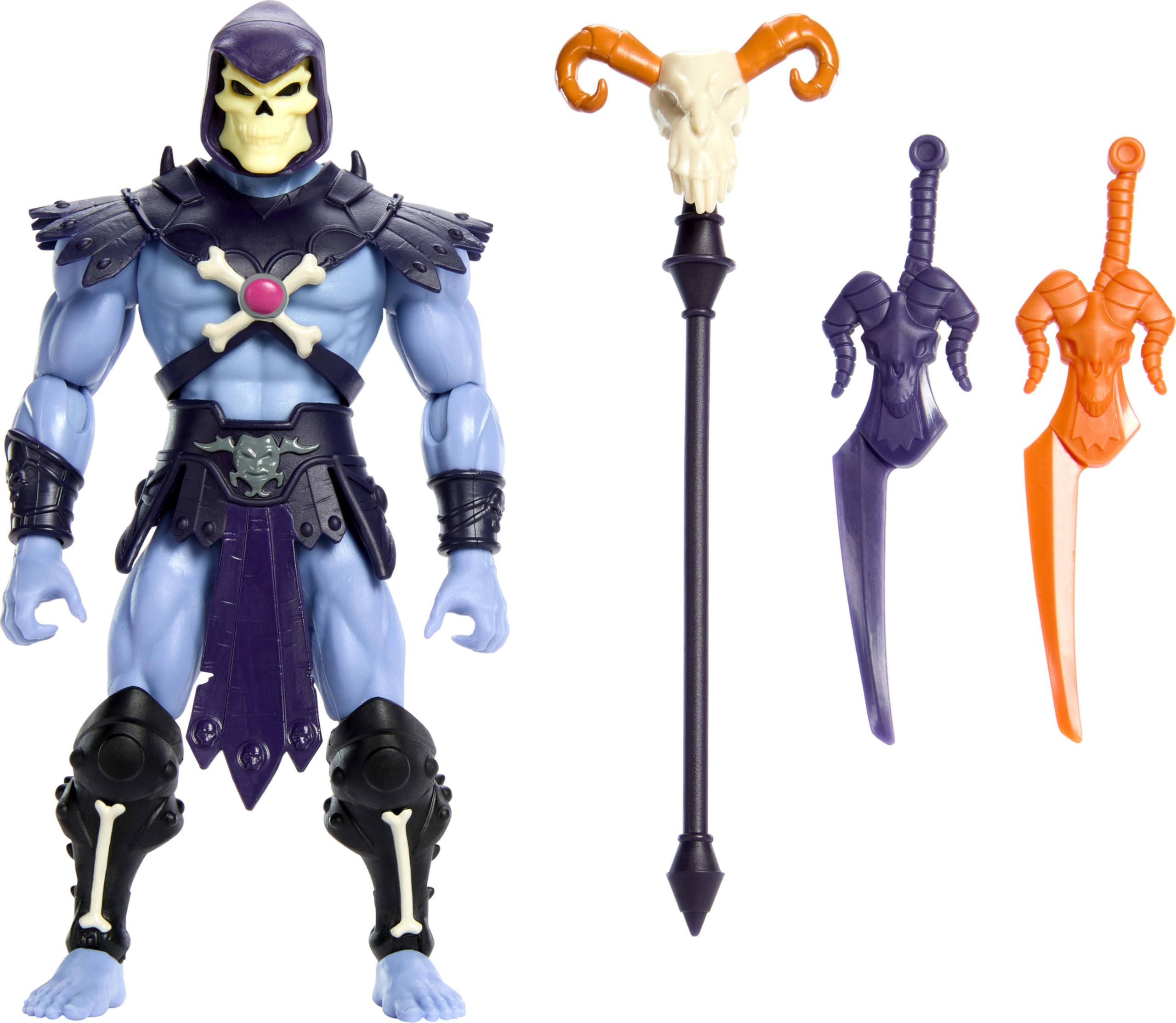 Masters of the Universe Origins Action Figure 200X Cartoon Collection Skeletor, 5.5 Inch 1980s MOTU TV Villain, Detailed Design & Cape Staff 2 Swords, JHJ97