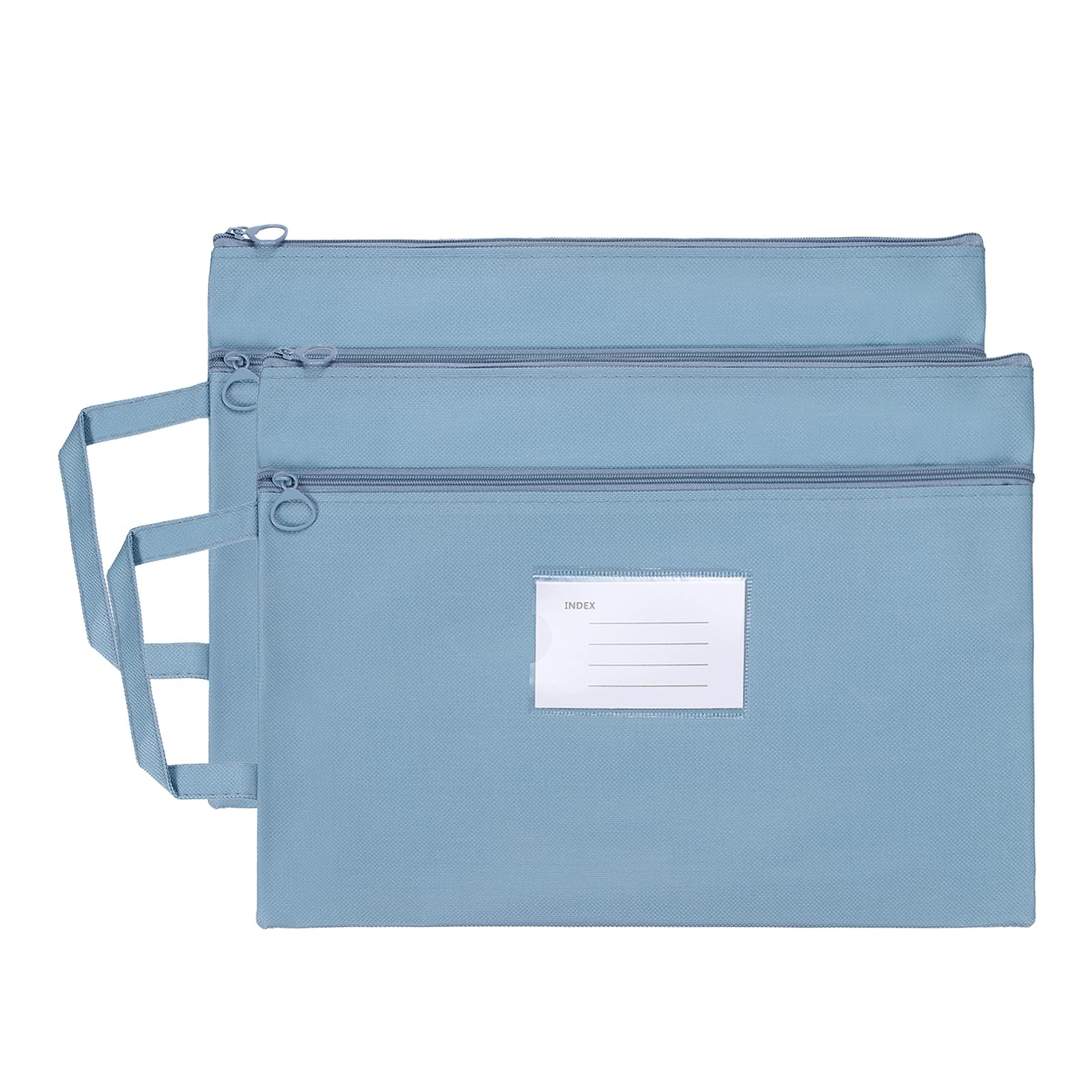 PATIKIL 2 Pcs Mesh Zipper Pouch with Handle, A4 Oxford Fabric Zipper File Pouch Double-Layer Document Bag Storage for Office Travel Puzzles Books Shopping, Blue (33.5cm x 24.5cm) — image 1
