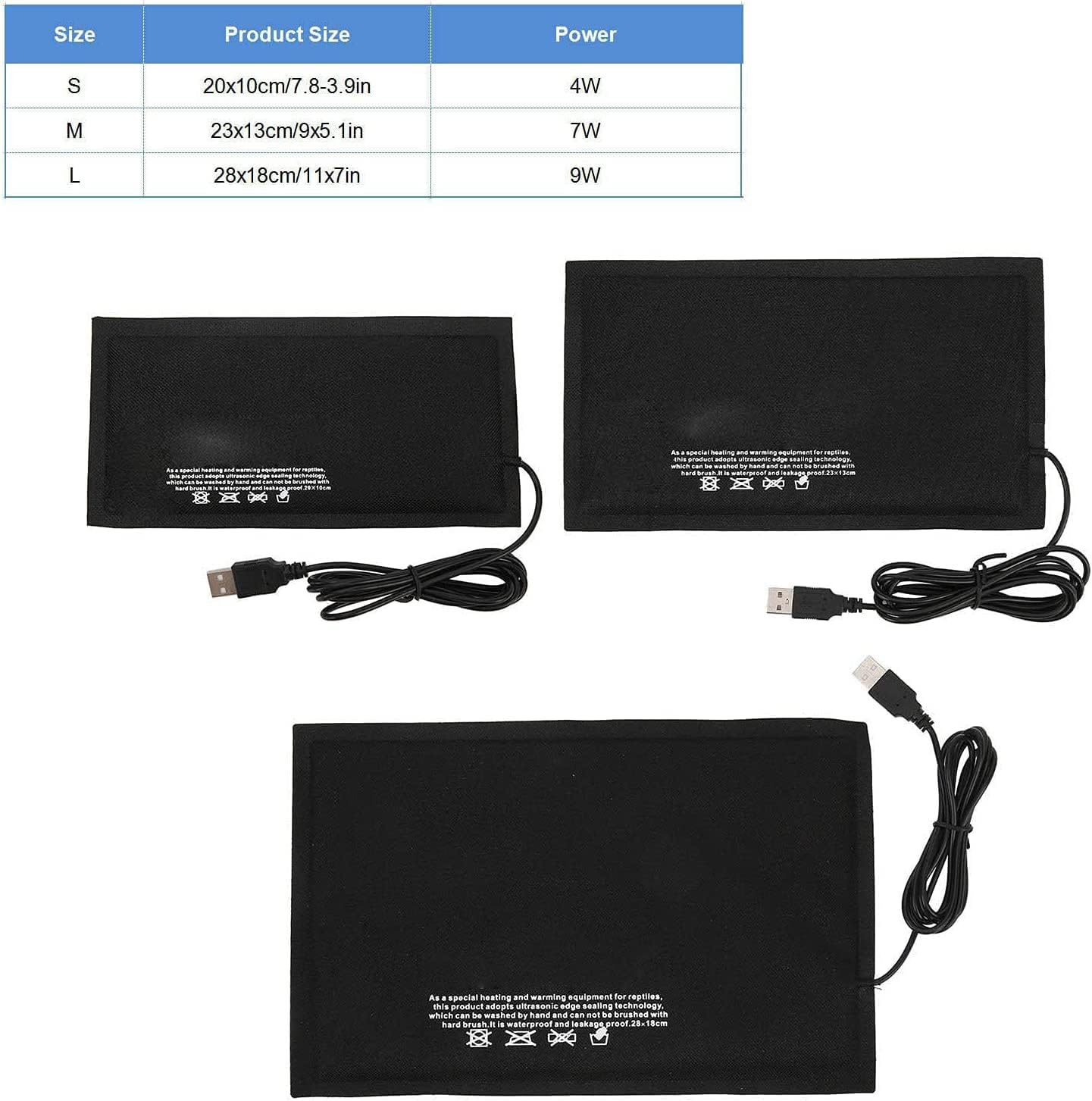 Reptile Heat Mat Reptile Heating Mat Constant Temperature Without Switch Adjustable Temperature Reptile Heat Pad USB Powered(S) (Size : One Size)