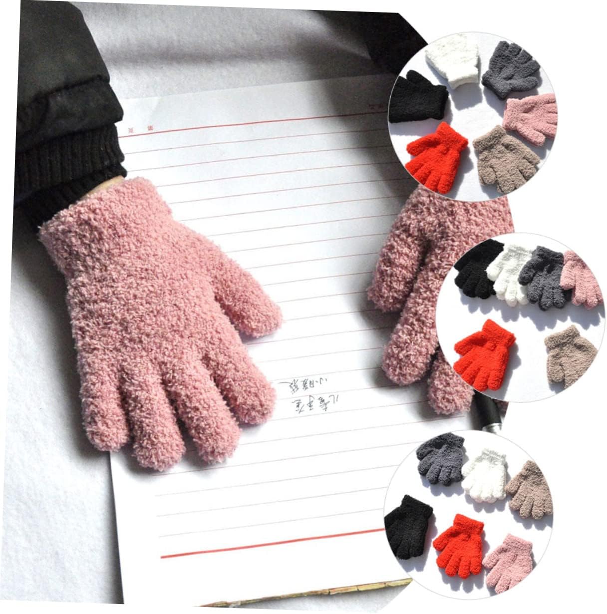 Holibanna Knitted Fabric Cotton Gloves Hand Compact Warm Gloves Wool Mittens