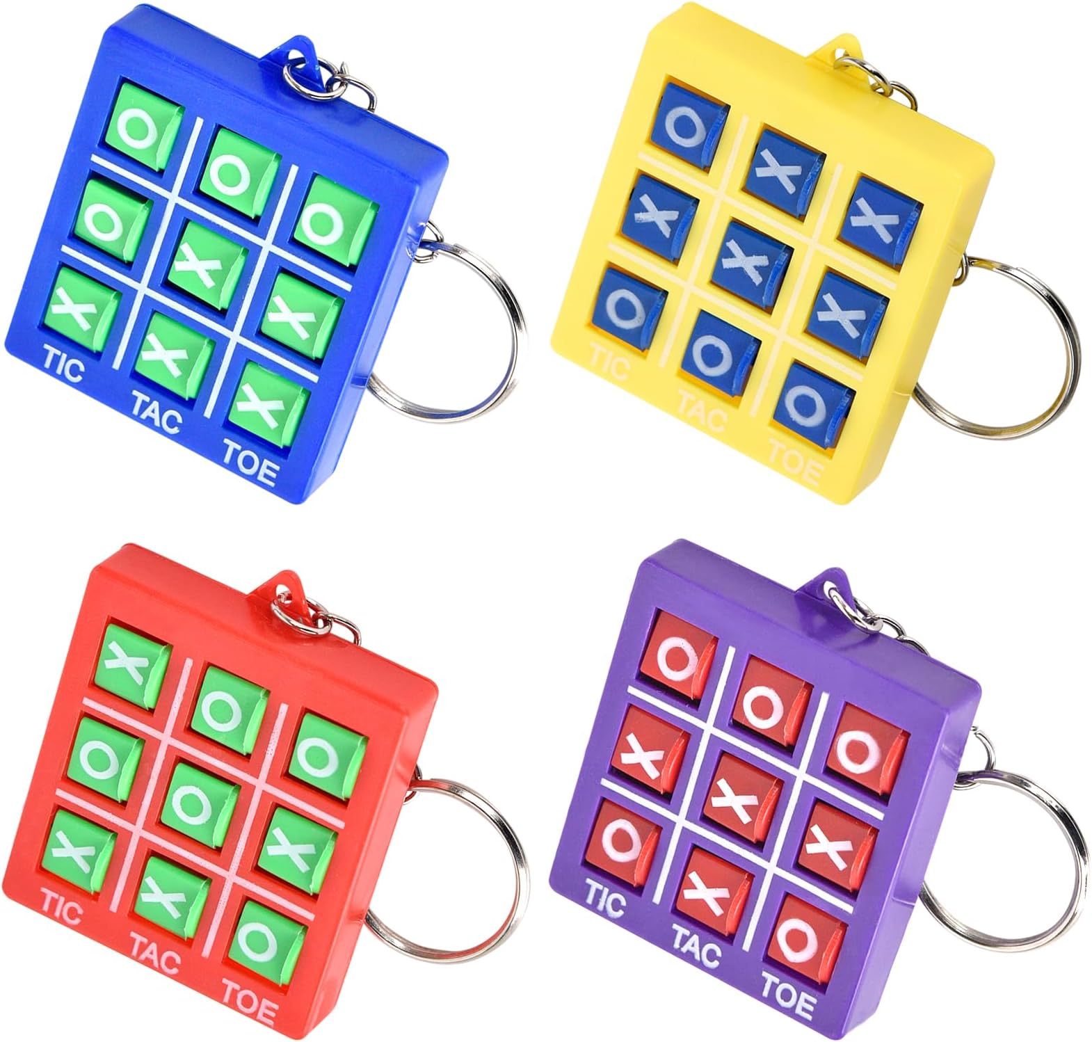 JohiuxTic Tac Toe Keyring Children's Toy Party Bag Children's Birthday Party 8 9 10 12 16 Years, Small Gift Children's Birthday Tic Tac Mini Plastic Key Ring