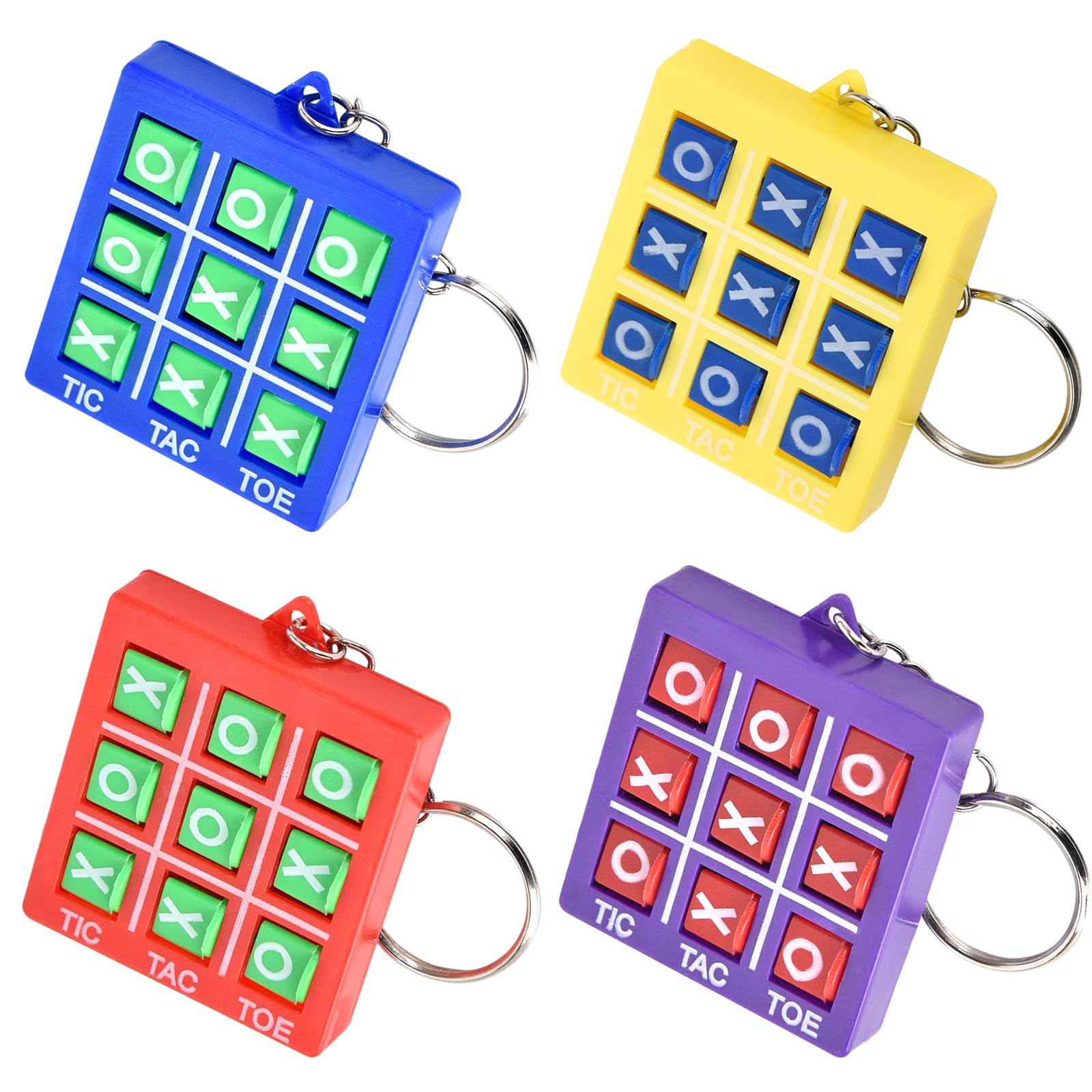 JohiuxTic Tac Toe Keyring Children's Toy Party Bag Children's Birthday Party 8 9 10 12 16 Years, Small Gift Children's Birthday Tic Tac Mini Plastic Key Ring