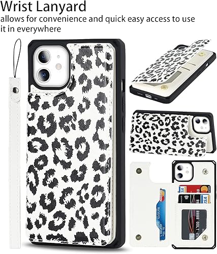 Miniatura 18 de Cavor for iPhone 11 Wallet Case with Card Slots Holder,Premium PU Leather Kickstand Feature Case [Wrist Strap] Double Magnetic Clasp Shockproof Flip