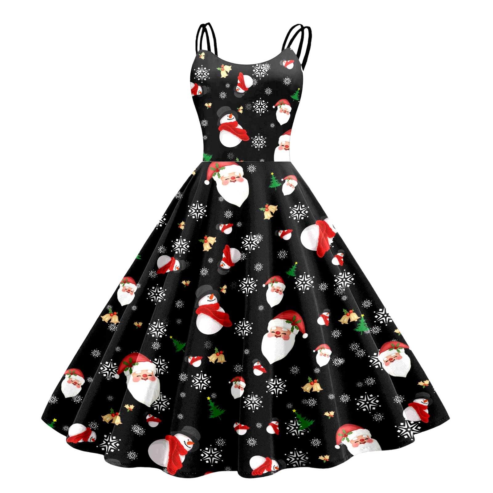 Abito Natale Donna Elegante Con Spalline - Fantasia Invernale Morbido - copertina